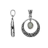 Sterling Silver Filigree Circle Pendant With Labradorite Stone